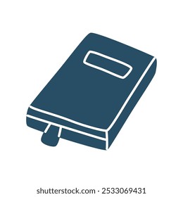 Doodle book icon with bookmark hand drawn in minimalistic style