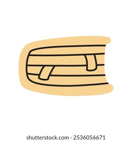 Doodle book icon with bookmark hand drawn in minimalistic style