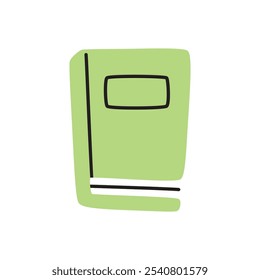 Doodle book icon with bookmark hand drawn in minimalistic style