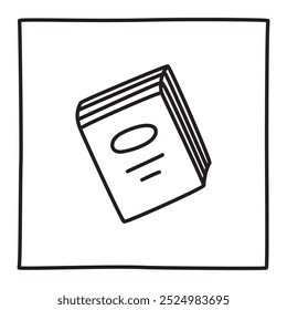 Doodle book icon freehand drawn with thin line in minimalistic style