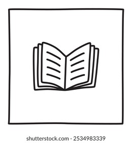 Doodle book icon freehand drawn with thin line in minimalistic style
