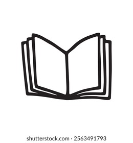 Doodle book icon freehand drawn with thin line in minimalistic style