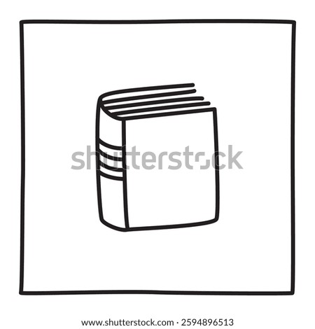 Doodle book icon freehand drawn with thin line in minimalistic style