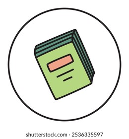 Doodle book icon hand drawn in minimalistic style. Knowledge symbol