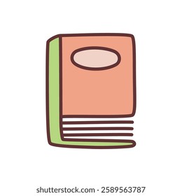 Doodle book icon hand drawn with thin line in minimalistic style and colored