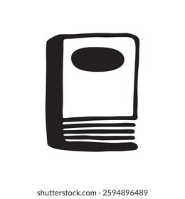 Doodle book icon hand drawn with black line in freehand style