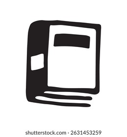 Doodle book icon hand drawn with black line in freehand style. Knowledge and education symbol. Vector illustration isolated on white background