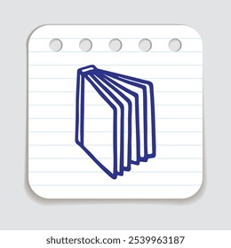 Doodle book icon handdrawn with blue pen on a notepaper