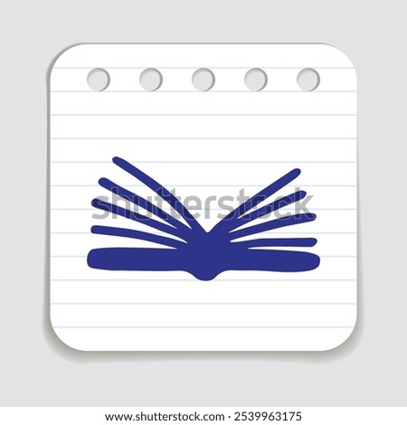Doodle book icon handdrawn with blue pen on a notepaper