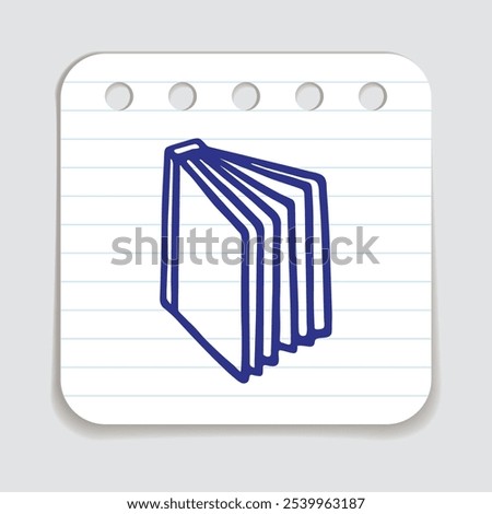 Doodle book icon handdrawn with blue pen on a notepaper