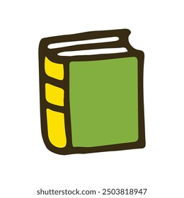 Doodle book icon handdrawn with ink pen. Knowledge and education symbol painted in grunge freehand style. Vector illustration isolated on white background