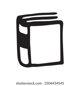 Doodle book icon handdrawn with ink pen. Knowledge and education symbol painted in grunge freehand style. Vector illustration isolated on white background