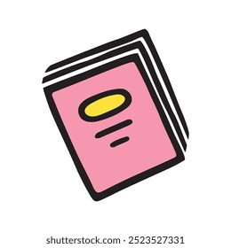 Doodle book icon handdrawn with ink pen. Knowledge and education symbol