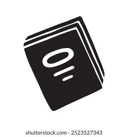Doodle book icon handdrawn with ink pen. Knowledge and education symbol