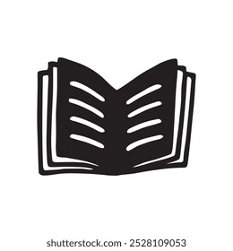 Doodle book icon handdrawn with ink pen. Knowledge and education symbol