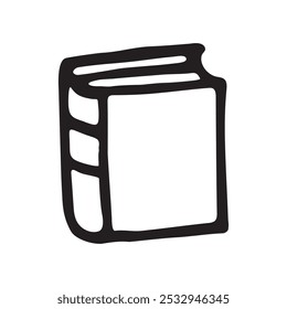 Doodle book icon handdrawn with ink pen. Knowledge and education symbol
