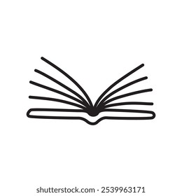 Doodle book icon handdrawn with ink pen. Knowledge and education symbol