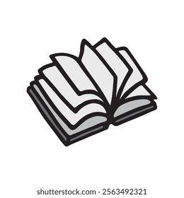 Doodle book icon handdrawn with ink pen. Knowledge and education symbol