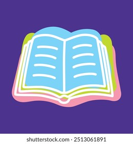 Icono de libro de Doodle dibujado a mano con línea delgada y coloreado con manchas de colores