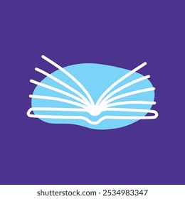 Ícone de livro de doodle desenhado à mão com linha fina e colorido com bolhas coloridas