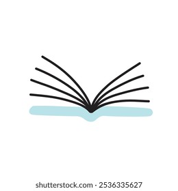 Doodle book icon handdrawn with thin line and colored with colorful blobs