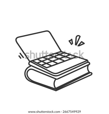 doodle book and laptop illustration