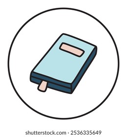 Icono del libro o del cuaderno de Doodle con el marcador, dibujado a mano con la línea fina