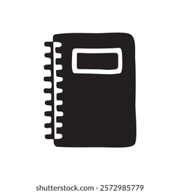 Doodle book or notebook icon hand drawn in flat style