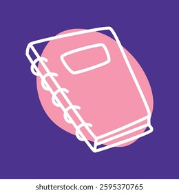 Doodle book or notebook icon hand drawn with thin line and colorful blob