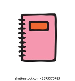 Doodle book or notebook icon hand drawn with black line and colored