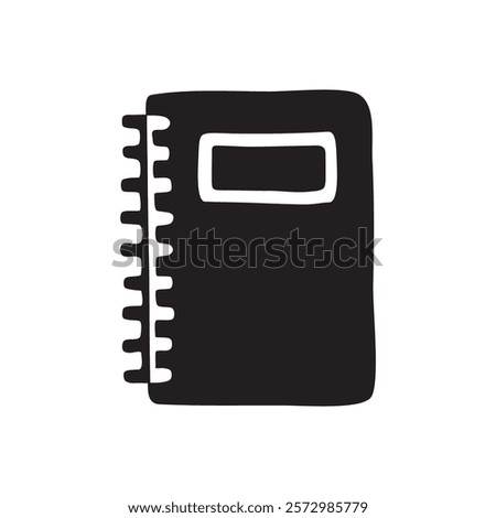 Doodle book or notebook icon hand drawn in flat style