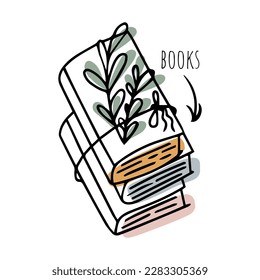 Doodle book with plants, reading