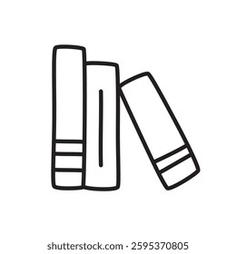 Doodle book shelf icon hand drawn with thin line in minimalistic style