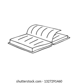 Doodle book. Vector illustration isolated on white background.