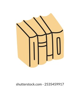 Doodle books shelf icon hand drawn in minimalistic style. Knowledge symbol