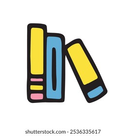 Doodle books shelf icon hand drawn in minimalistic style. Knowledge symbol