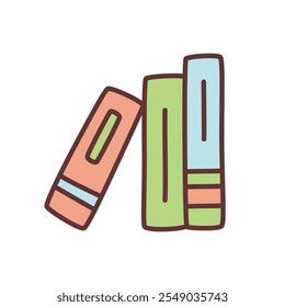 Doodle books shelf icon hand drawn in a modern minimalistic style. Knowledge and education symbol isolated on white background. Vector illustration