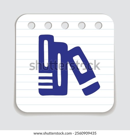 Doodle books shelf icon handdrawn with blue pen on a notepaper