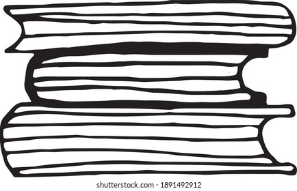 Doodle books stack linear icon. Thin line illustration. Hand drawn vector sketch illustration isolated on white background