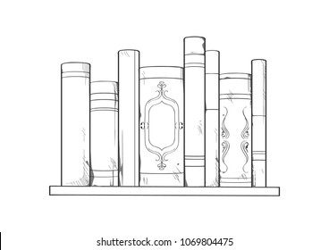 Doodle bookshelf isolated vector
