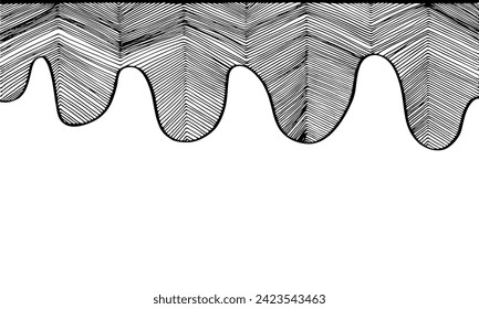 borde de garganta de herringbone negro con borde ondulado