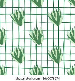 Doodle botanical exotic background. Cactus seamless pattern. Green cacti wallpaper. Design for fabric, textile print, wrapping paper, kitchen textiles. Creative vector illustration
