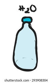 doodle bottle of water, vector  illustration