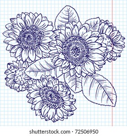 Doodle Bouquet of Sunflowers