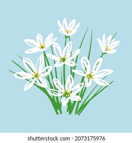 Doodle bouquet of white flowers. Vector illustration
