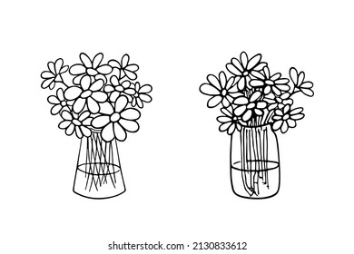Doodle bouquets,hand drawn flowers.Floral sketch, drawing, still life.Romantic bunches,gift to holiday.Botanical illustration.Isolated.Vector illustration
