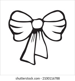 Doodle-Schleife. Handgezeichneter Vektor-Party-Set. Tag der Hochzeit. 