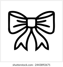 Doodle bow icon isolated. Sketch ribbon vector stock illustration EPS 10
