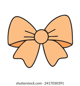 Doodle bow isolated on white background. Hand drawn vector art