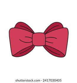 Doodle bow isolated on white background. Hand drawn vector art